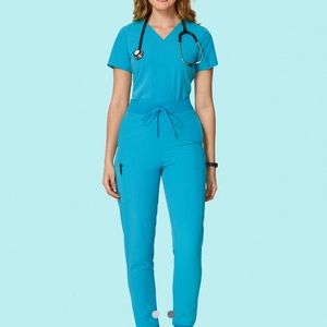 Teal High waisted scrub joggers